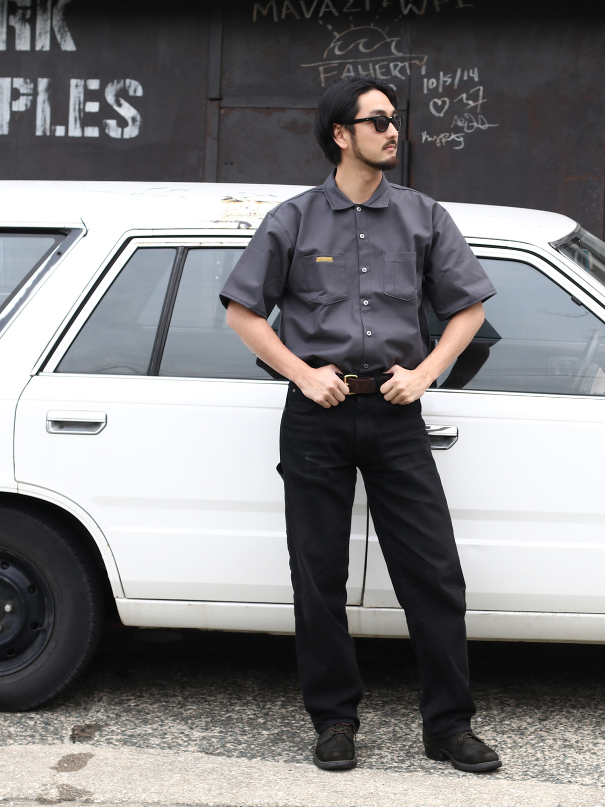 PRISON BLUES プリズンブルース 447 Short Sleeve Charcoal Work Shirt