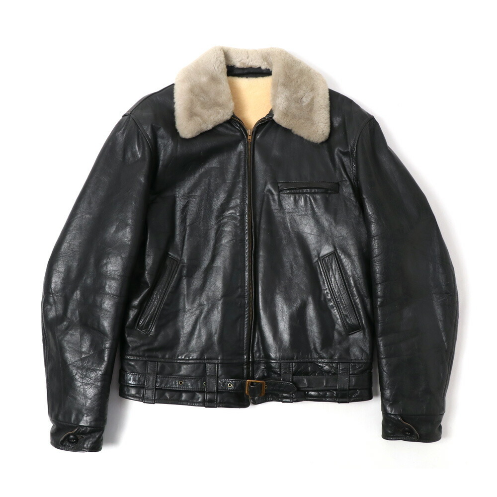 1960's Unknown Leather Jacket with Mouton Lining ヴィンテージ