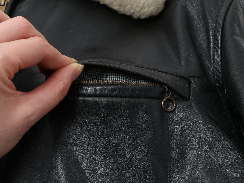 VINTAGE 1960's Unknown Leather Jacket with Mouton Lining