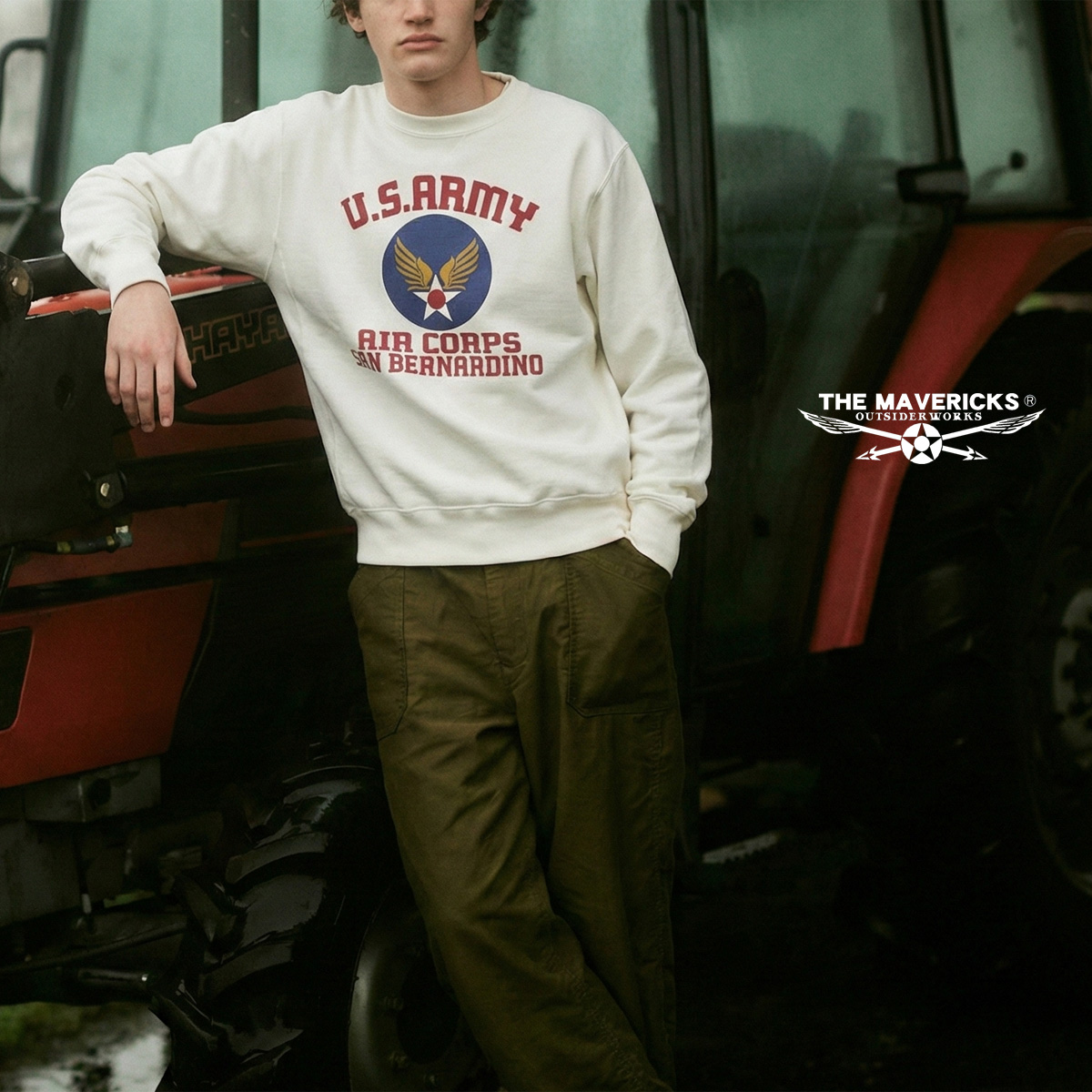 THE MAVERICKS スウェット トレーナー ミリタリー メンズ 長袖 12oz 極 