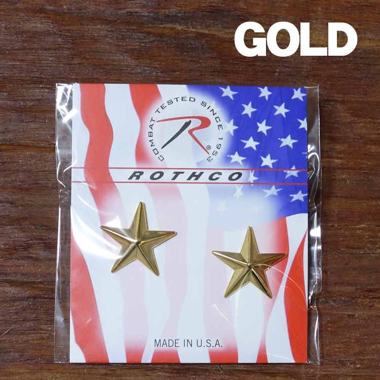 メタル ピンバッジ 肩章 アメリカ製 米軍准将 ROTHCO ロスコ 星型 新品 ゴールド シルバー｜mavericks｜02