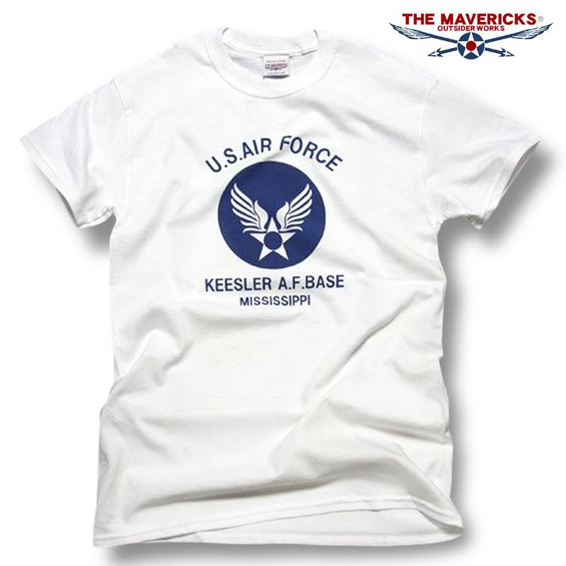 THE MAVERICKS ブランド ミリタリー Tシャツ メンズ 半袖 アメカジ USAF エアフォース 白 ホワイト｜mavericks｜02