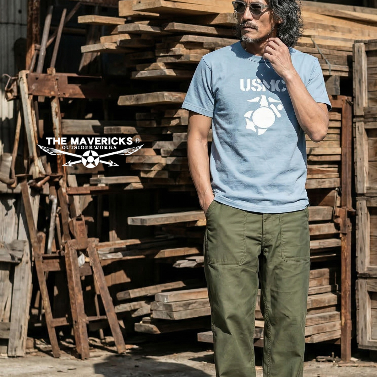 Tシャツ ロゴT メンズ 綿100％ ミリタリー USMC 米海兵隊 マリンモデル