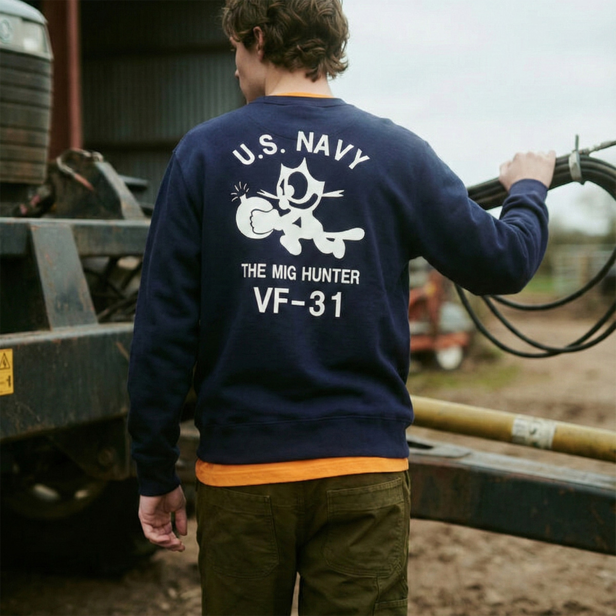 トレーナー ミリタリー メンズ 長袖 10oz 厚手 しっかり生地 裏起毛