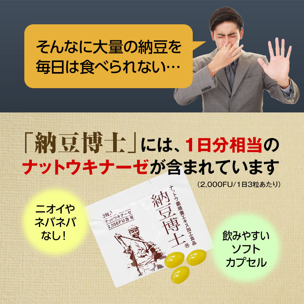 ナットウキナーゼ2000FU配合 ビタミンK2除去済 納豆博士 90粒 正規品