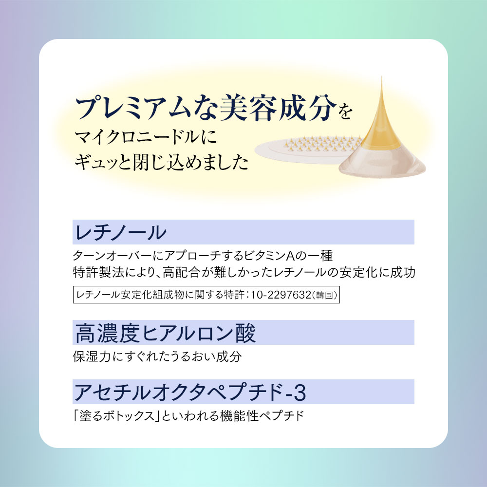 目元 レチノール ヒアルロン酸 パッチ マイクロニードル W特許取得