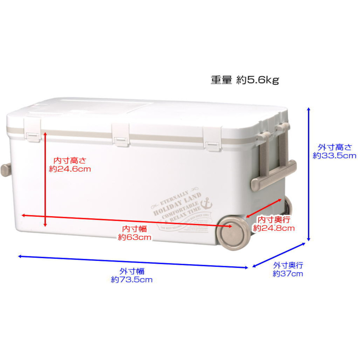 クーラーボックス 45L 日本製 大容量 ホワイト コンパクト 保冷