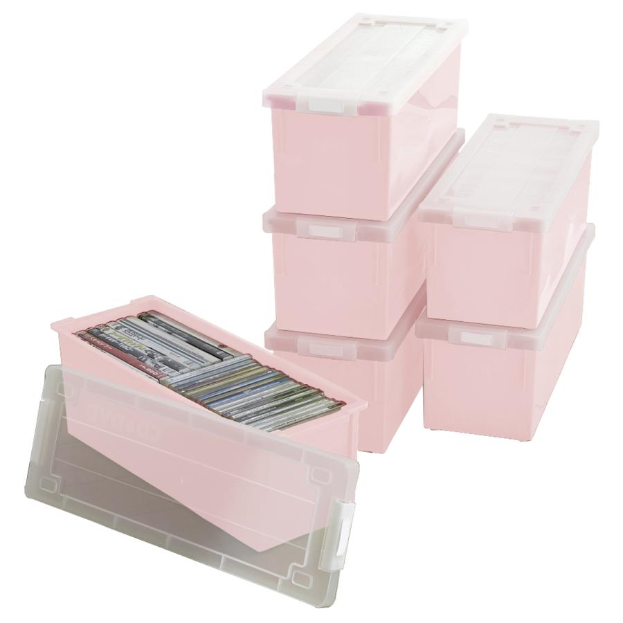 CDケース DVDケース  ブルーレイケース 収納ボックス バックル式 フタ付 収納ケース プラスチック 仕切り板付 おしゃれ 可愛い アイスブルー 同色 6個組 日本製｜maxjapan-store｜07