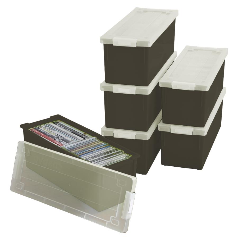 CDケース DVDケース  ブルーレイケース 収納ボックス バックル式 フタ付き 収納ケース プラスチック 仕切り板付 おしゃれ 可愛い ブラウン 同色 6個組 日本製｜maxjapan-store｜16