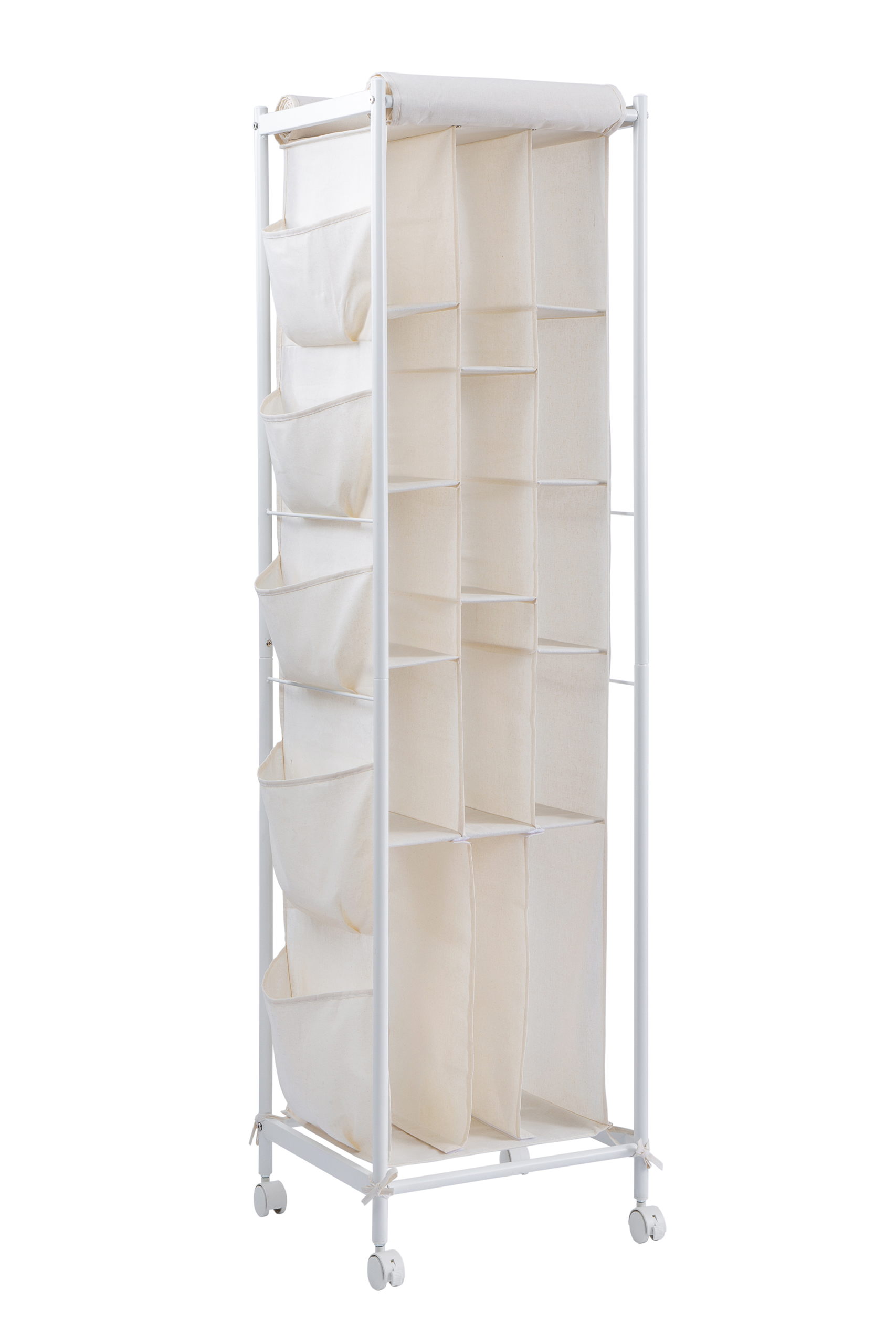 バッグ収納ラック 3列 キャスター カーテン付き サイドポケット付き カバン 鞄 収納 整理 型崩れ防止 クラッチバッグ ハンドバッグ 和装バッグ バニティバッグ |  | 02