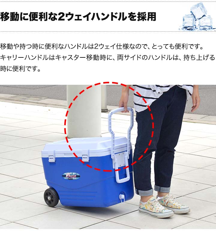 クーラーボックス 46L 小型 キャスター付き 保冷力 釣り 部活 ハード