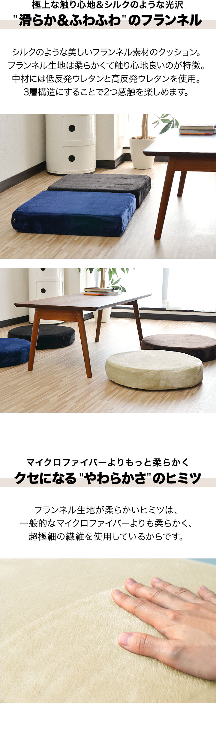 座布団 クッション 低反発 高反発 両面 3層 コンビクッション 45×45cm