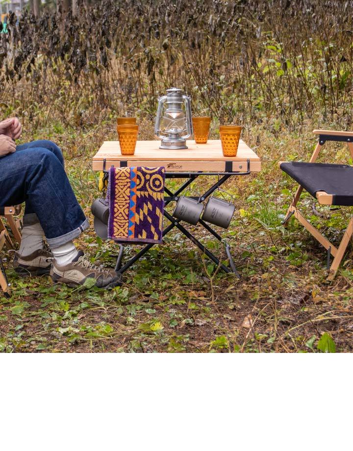 アウトドアテーブル ロールテーブル 折りたたみ 90cm×60cm 木製