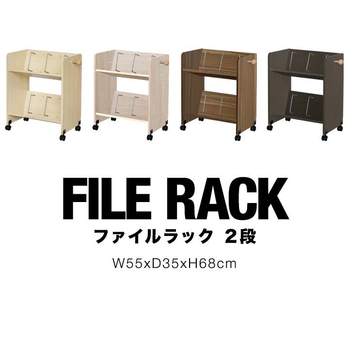 1年保証 ファイルワゴン ファイルラック 2段 A4 幅55cm x 奥行35cm x