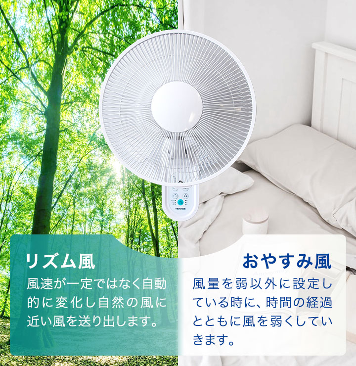 TEKNOS 1年保証 扇風機 壁掛け DCモーター 壁掛扇風機 30cm