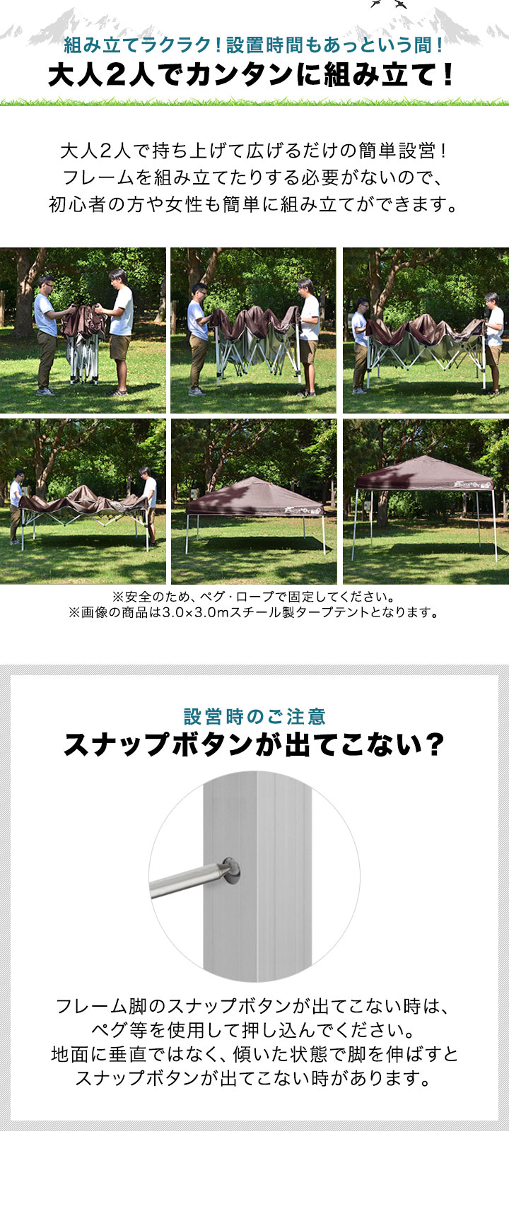 FIELDOOR（フィールドア） タープテント 2.5m 軽量 アルミ サイド 