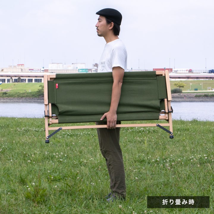 FIELDOOR 1年保証 アウトドアチェア ベンチ 二人掛け 2人用 木製