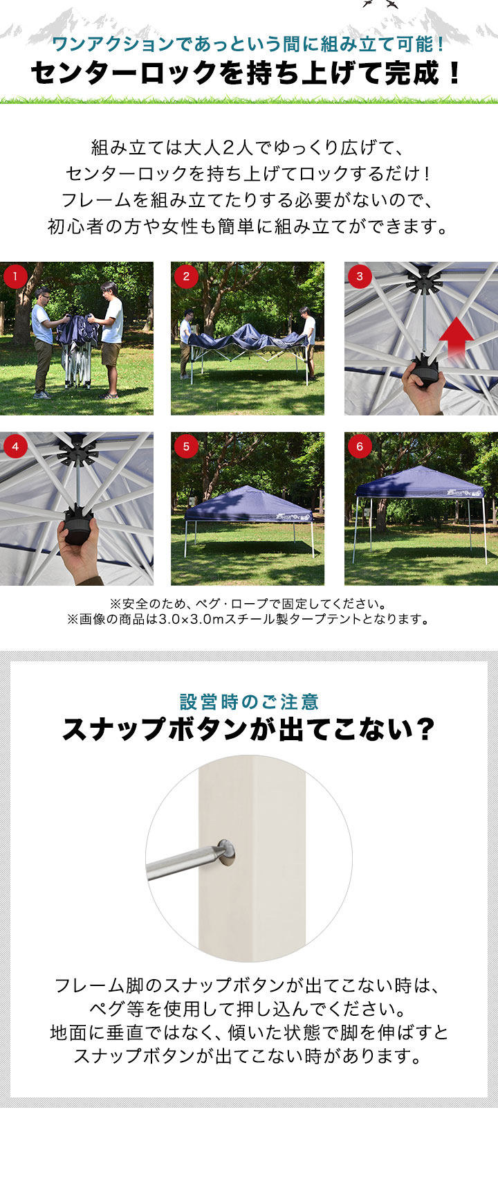 FIELDOOR（フィールドア） タープテント 2.5m ワンタッチ 設営