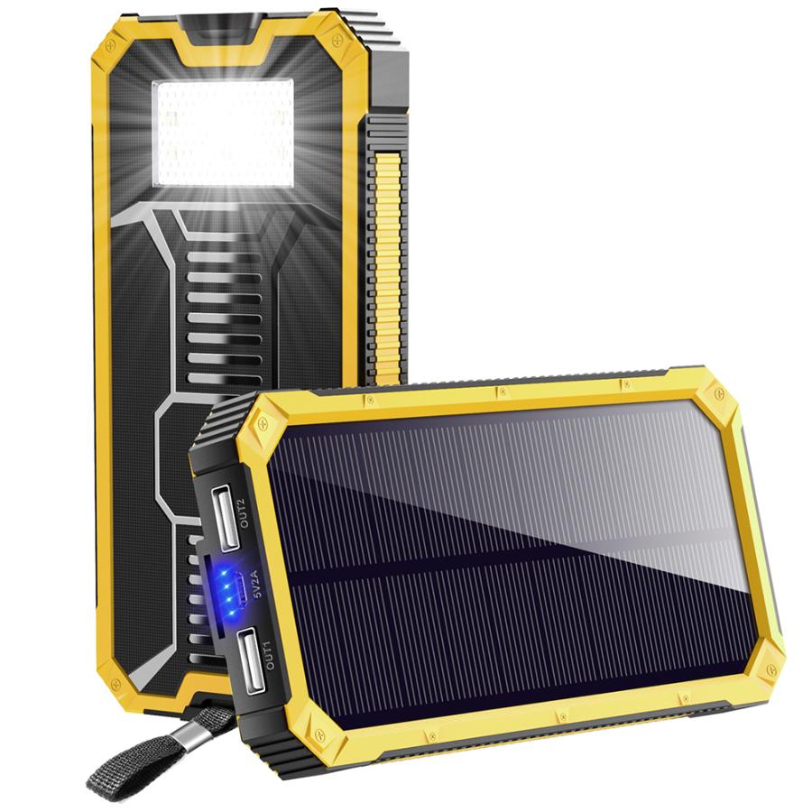 【レビュー特典開催！】モバイルバッテリー 大容量 15000mAh 充電器 ソーラー充電 急速充電 ライト付き 軽量 大容量 2台同時充電 PSE認証 5V/2A 残量表示付き |  | 02