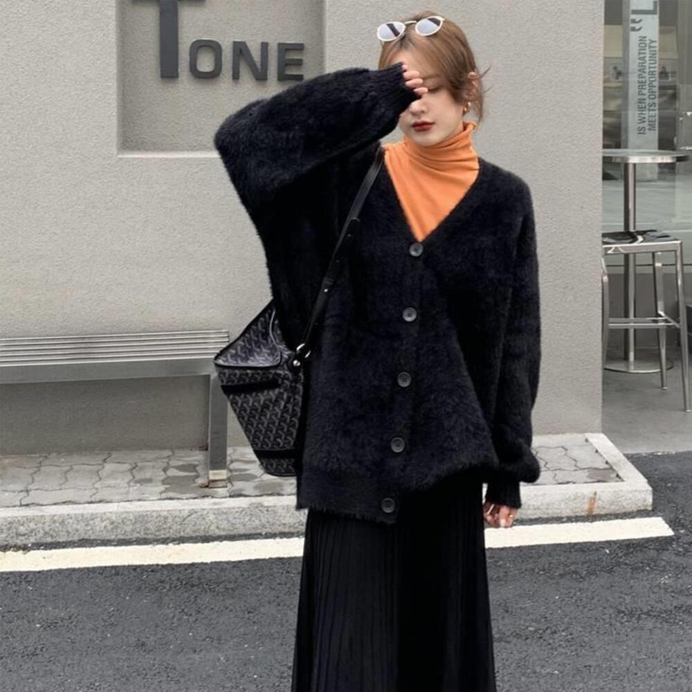 【特典開催！】 ニットカーディガン レディース Vネック 秋冬 ゆったり ミドル丈 無地 長袖 体型カバー 羽織り やわらか素材 新作登場！おしゃれ 防寒 爆買 |  | 05