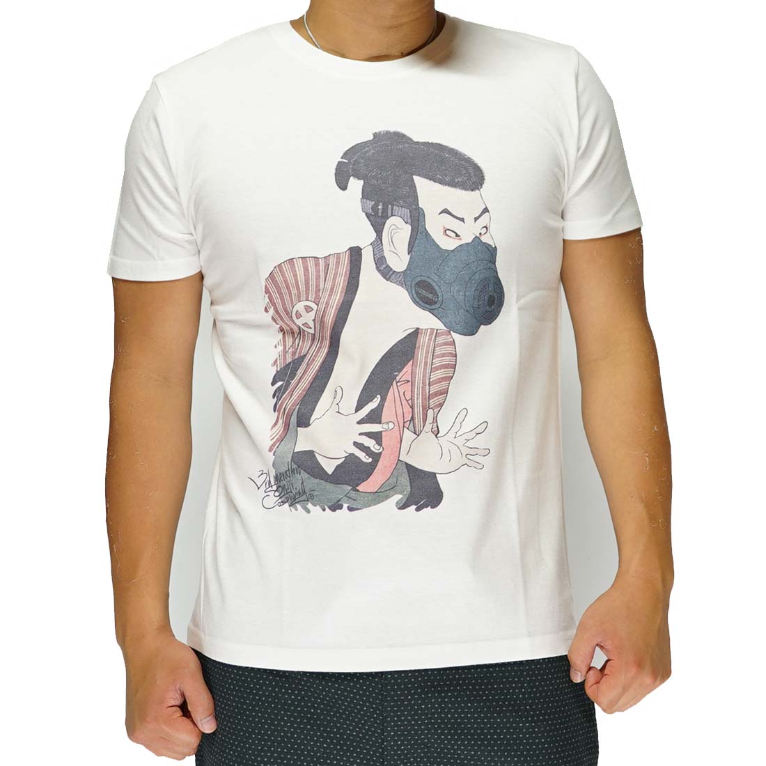 泥棒日記 オニジズ 防毒マスク 和柄Tシャツ/半袖/LA1186 : ジーンズ