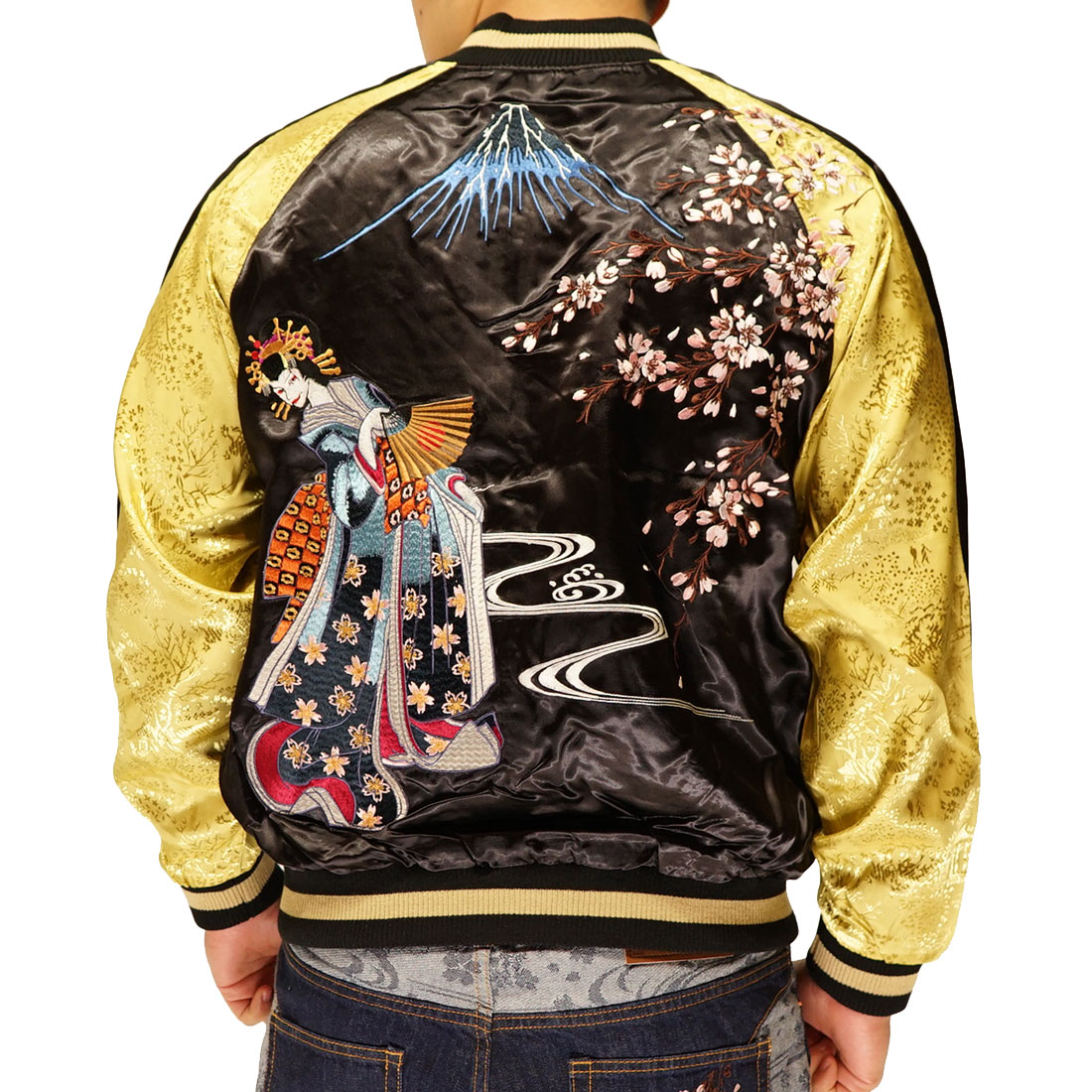 花旅楽団 ハナタビガクダン 和柄 スカジャン メンズ 総刺繍