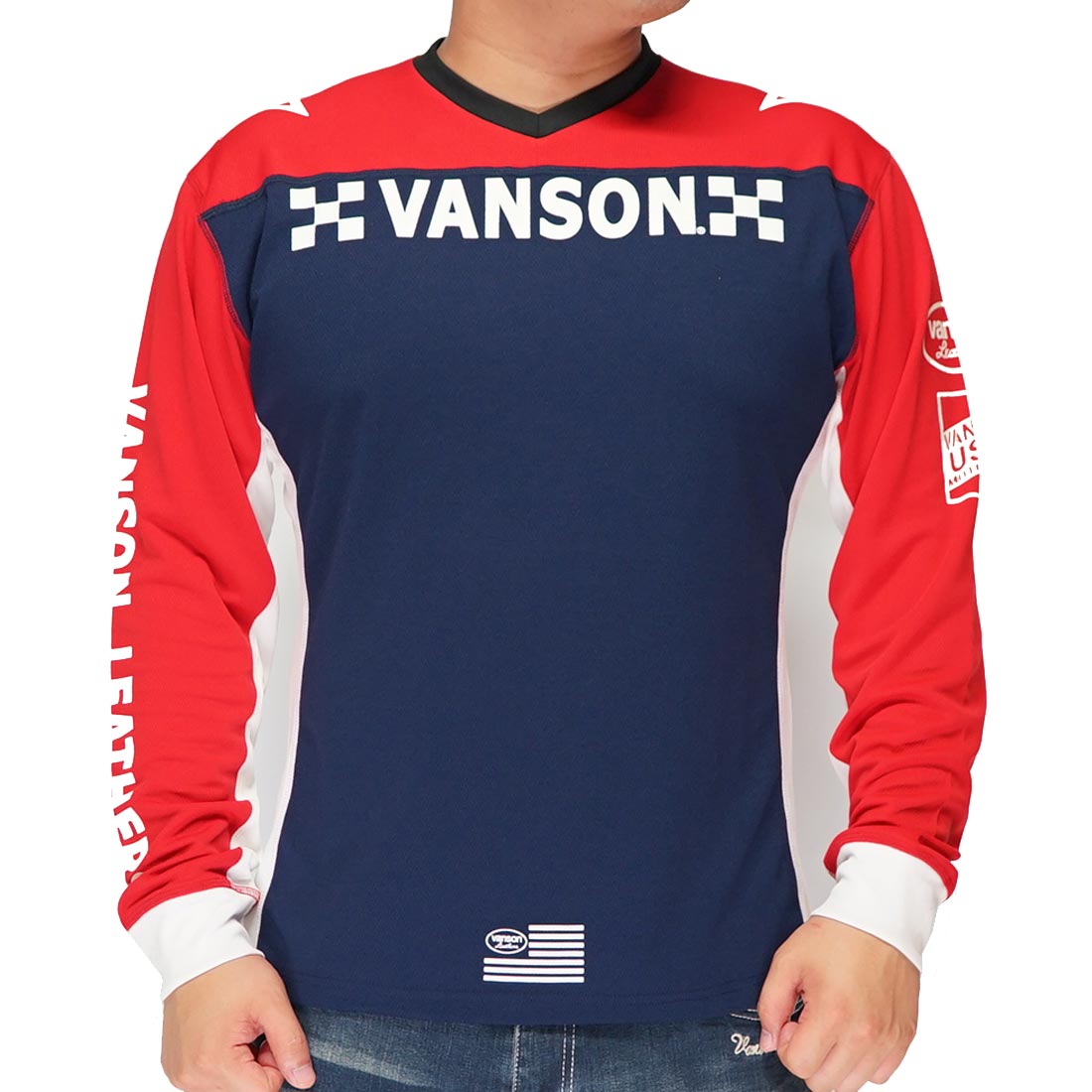 VANSON バンソン ドライ ロング Tシャツ メンズ プリント NVLT-2010