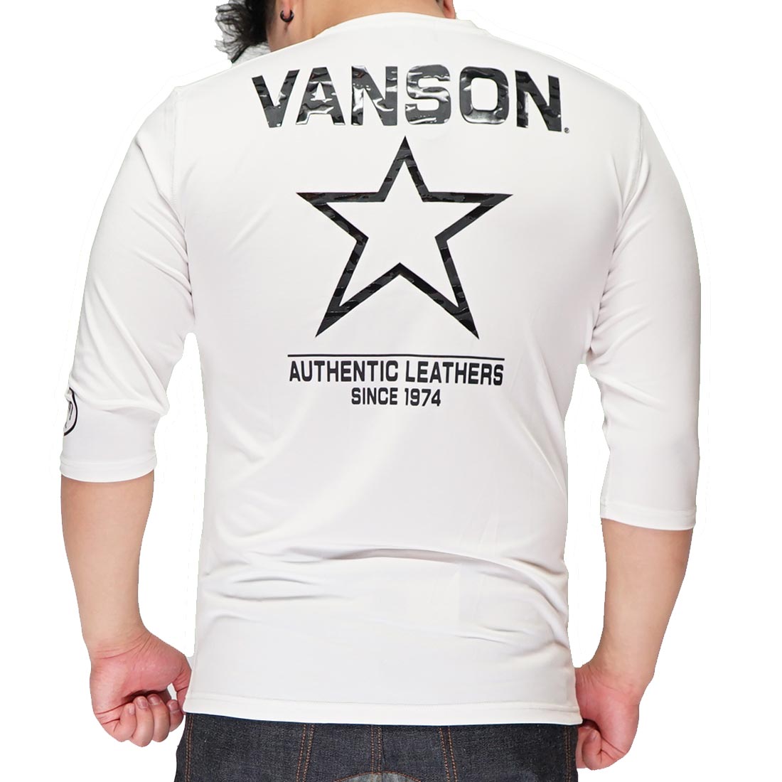 VANSON バンソン ドライ Tシャツ メンズ 6分 シリコンシートプリント NVLT-2106