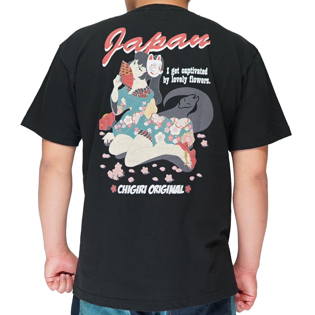 CHIGIRI ちぎり 和柄 Tシャツ 半袖 メンズ インクジェット レトロ狐ガール CHS46-5...