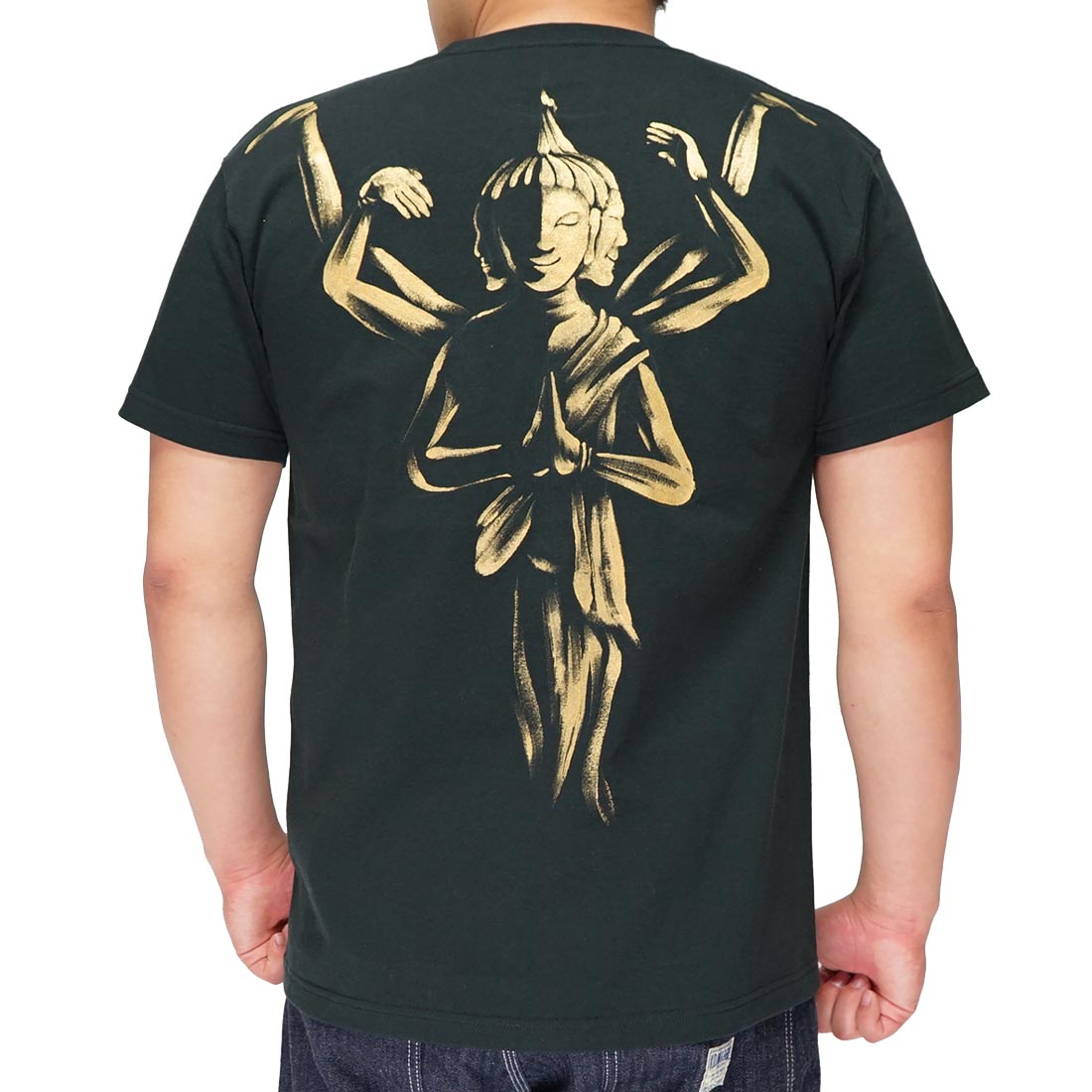 羽水 うすい 和柄 Tシャツ 手描き メンズ 阿修羅 半袖 21as : ジーンズ