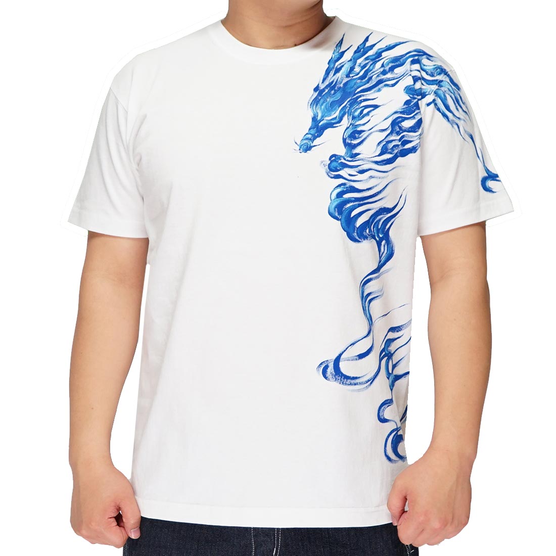 羽水 うすい 和柄 Tシャツ 手描き メンズ 青龍 半袖 21ao