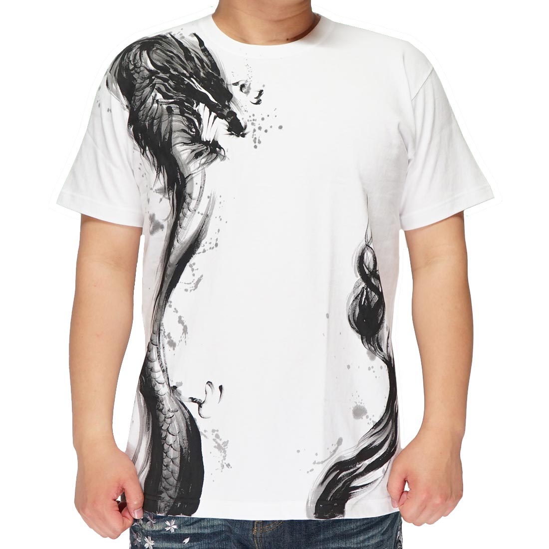 羽水 うすい 和柄 Tシャツ 手描き メンズ 龍 半袖 21ry
