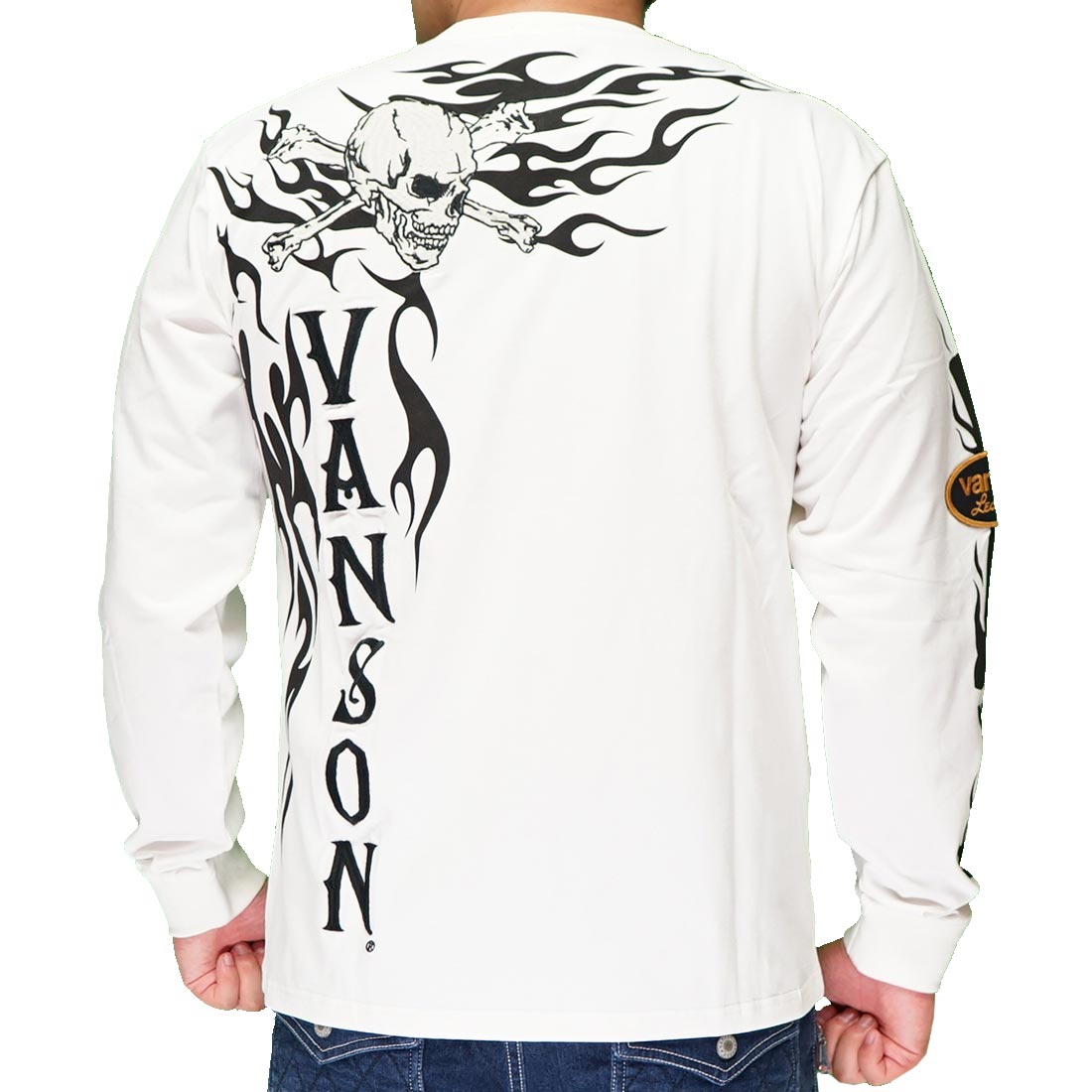 VANSON バンソン ロング Tシャツ メンズ スカル ファイヤー NVLT-2117