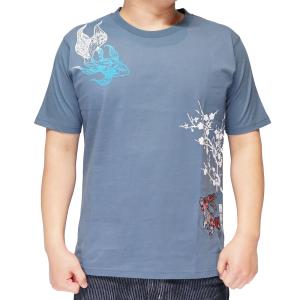 黒菟華 kurotoka 和柄 Tシャツ メンズ 半袖 兎 金魚 参丸一 AL-759012