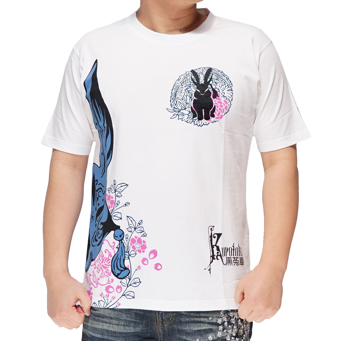 黒菟華 kurotoka 和柄 Tシャツ メンズ 半袖 兎 仮面 参丸一 AL-758005