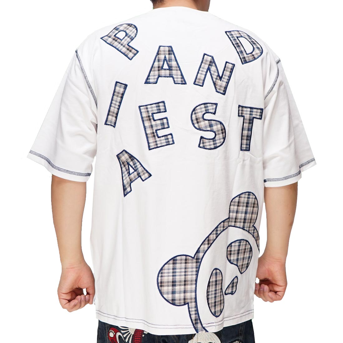 パンディエスタ PANDIESTA Tシャツ 半袖 パンダ メンズ チェックアップリケ ビッグサイズ...