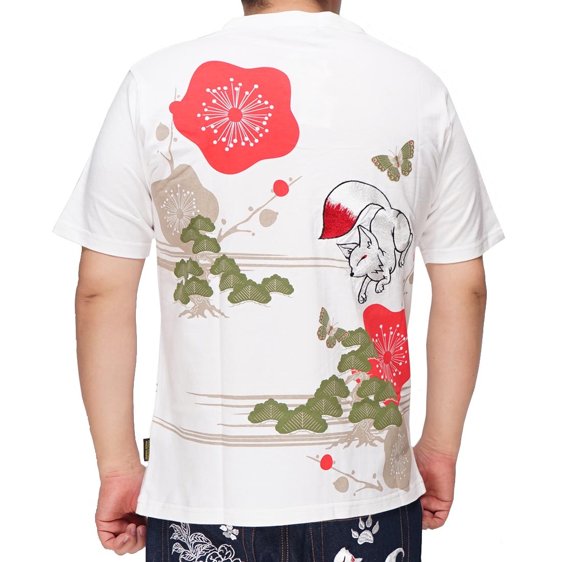 今昔 こんじゃく 和柄 Tシャツ 半袖 メンズ 狐 竹梅で縁起 参丸一 KJ-22003