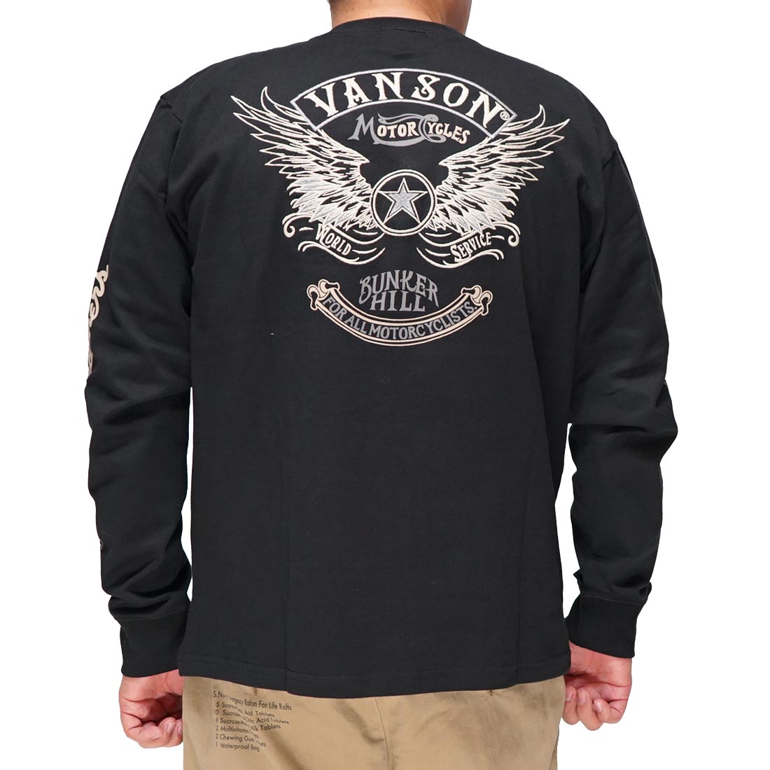 VANSON（バンソン） ロング Tシャツ メンズ 刺繍 プリント ウイング