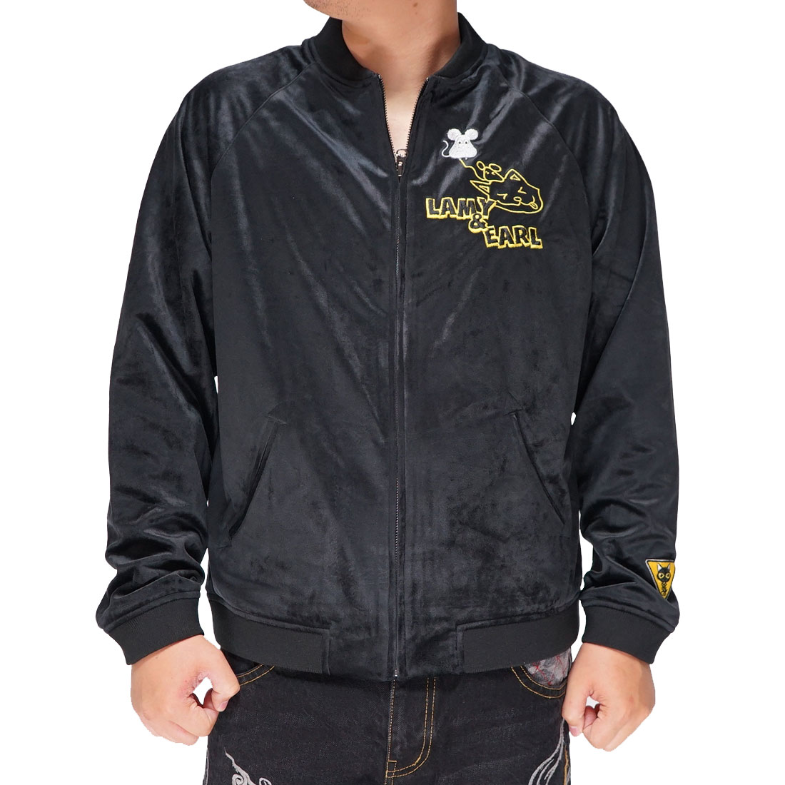 LIN 和柄 ジャケット アウター 黒猫のLamyとネズミのEarl ラミ＆アール