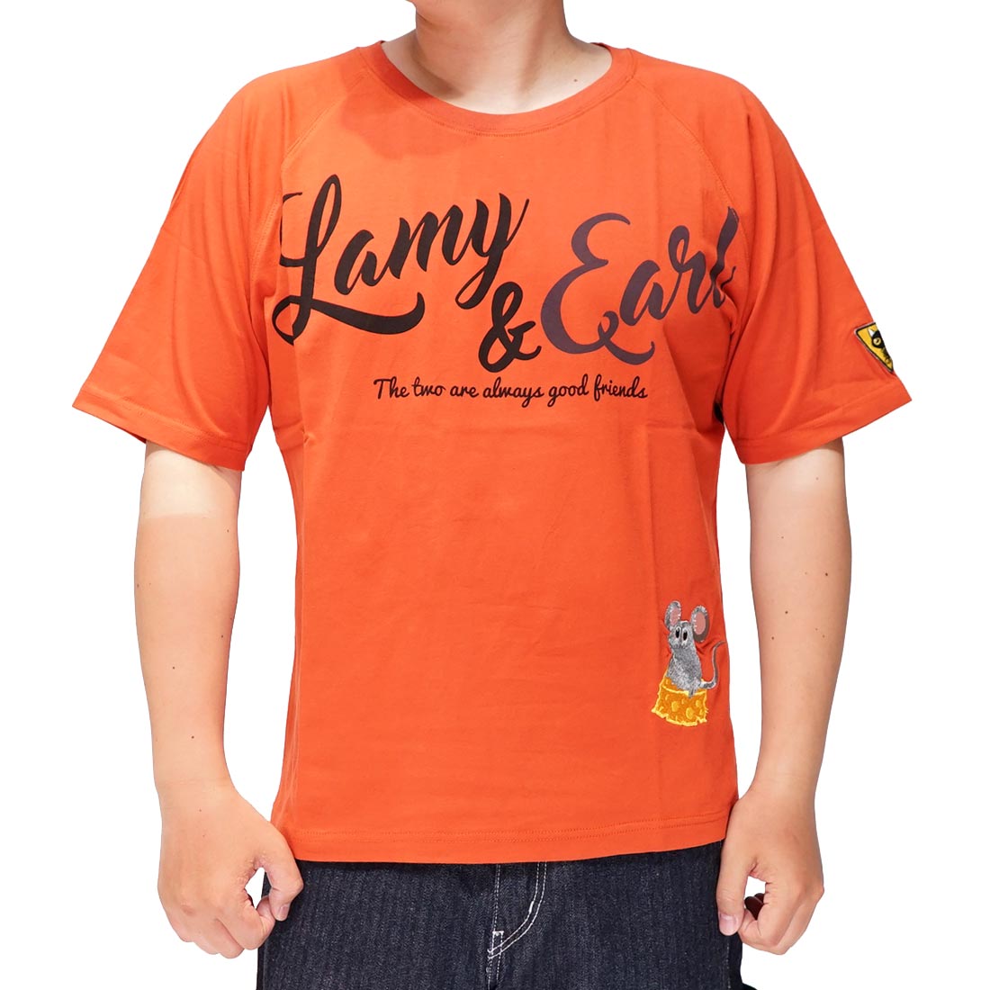 LIN 和柄 Tシャツ メンズ 半袖 黒猫のLamyとネズミのEarl ラミ＆アール 参丸一 AL-...