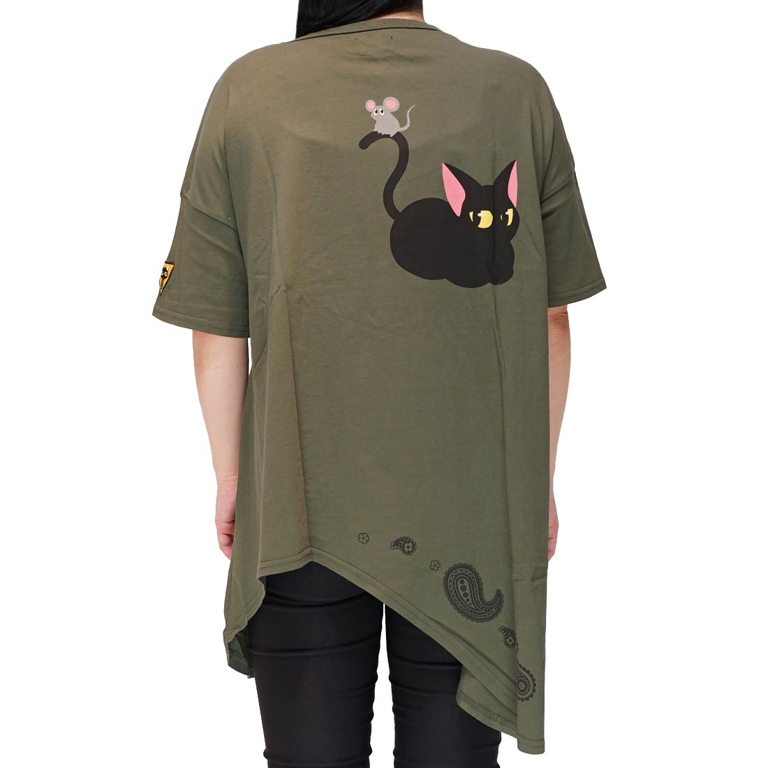 LIN 和柄 Tシャツ メンズ 半袖 黒猫のLamyとネズミのEarl ラミ＆アール 参丸一 AL-75900