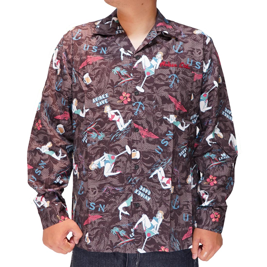 AVIREX アヴィレックス アビレックス 長袖 シャツ メンズ 総柄シャツ