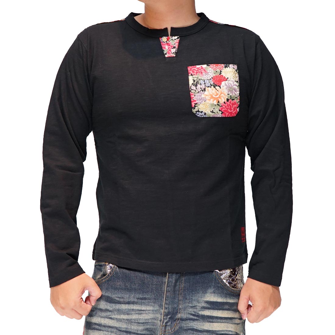 絡繰魂 カラクリダマシイ 和柄 ロング Tシャツ ロンT 長袖 メンズ 菊