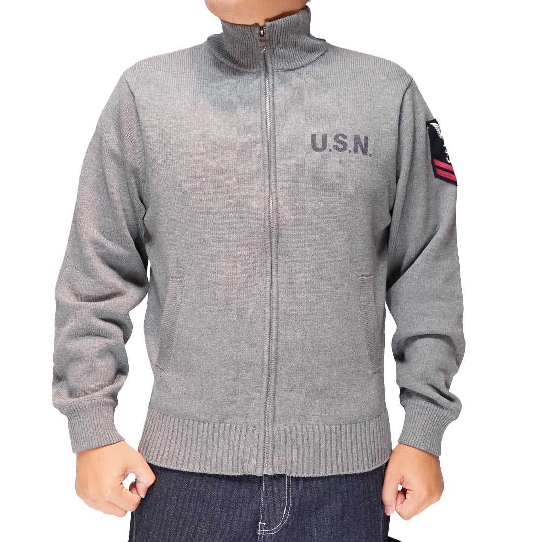 AVIREX アヴィレックス ジップアップ ニット ジャケット メンズ