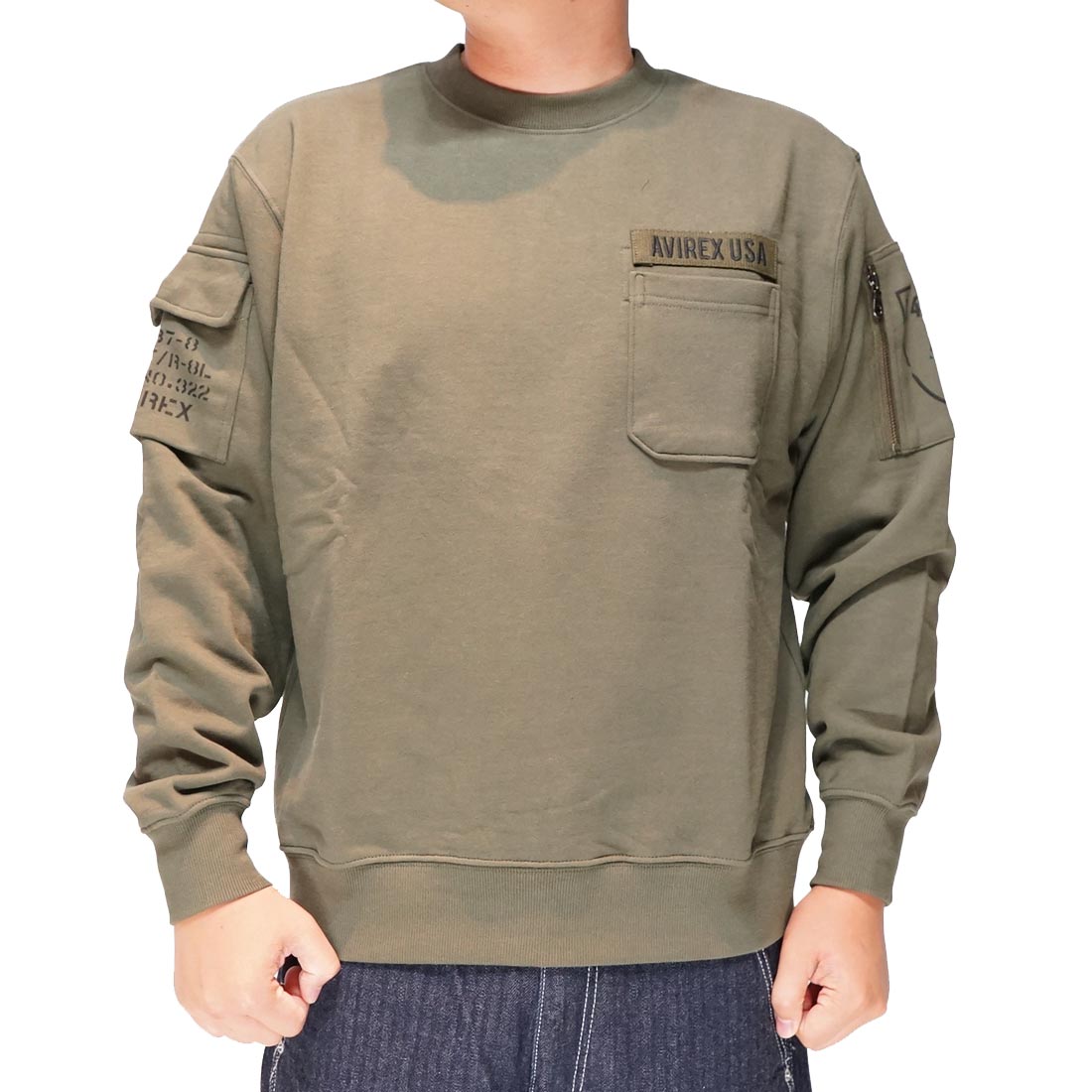 AVIREX アヴィレックス ファティーグ クルーネック スウェット メンズ