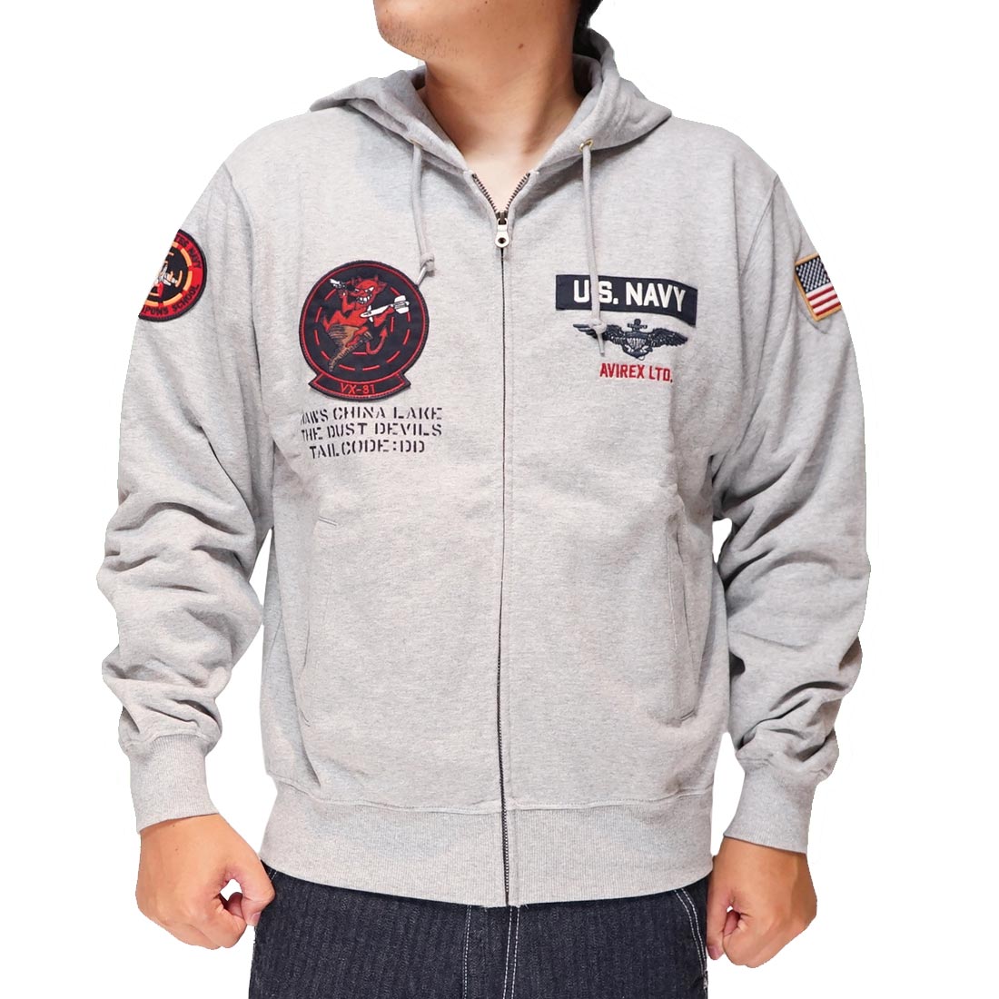 AVIREX アヴィレックス アビレックス ロングスリーブ ジップパーカー ダストデビル スウェット メンズ 783-3931012 送料無料 AVIREX アヴィレックス アビレックス ロングスリーブ ジップパーカー