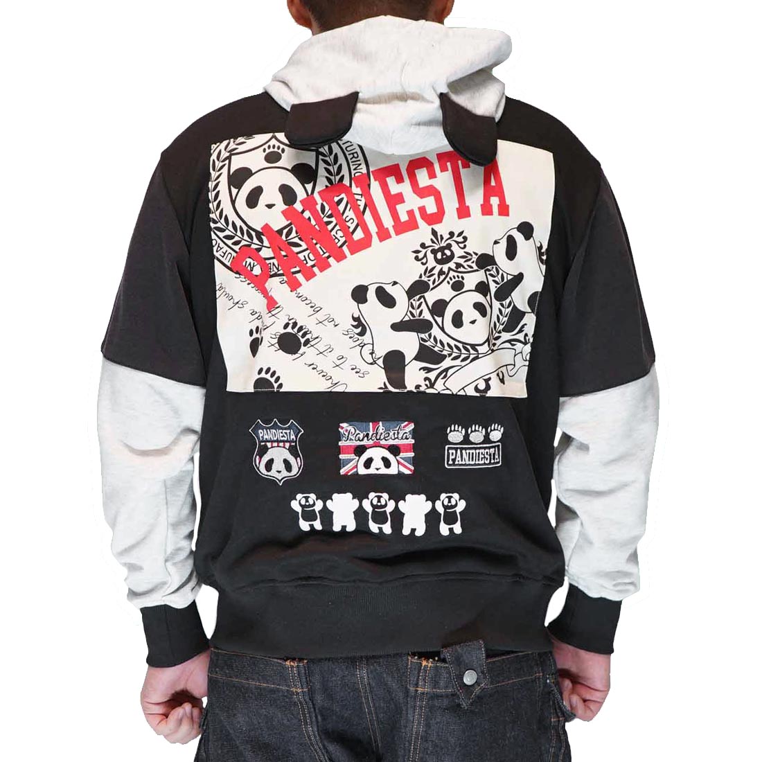 パンディエスタ PANDIESTA パーカー メンズ パンダ アシンメトリー