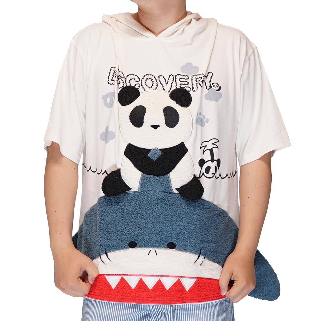 パンディエスタ PANDIESTA プルパーカー 半袖 パンダ メンズ サメ乗り