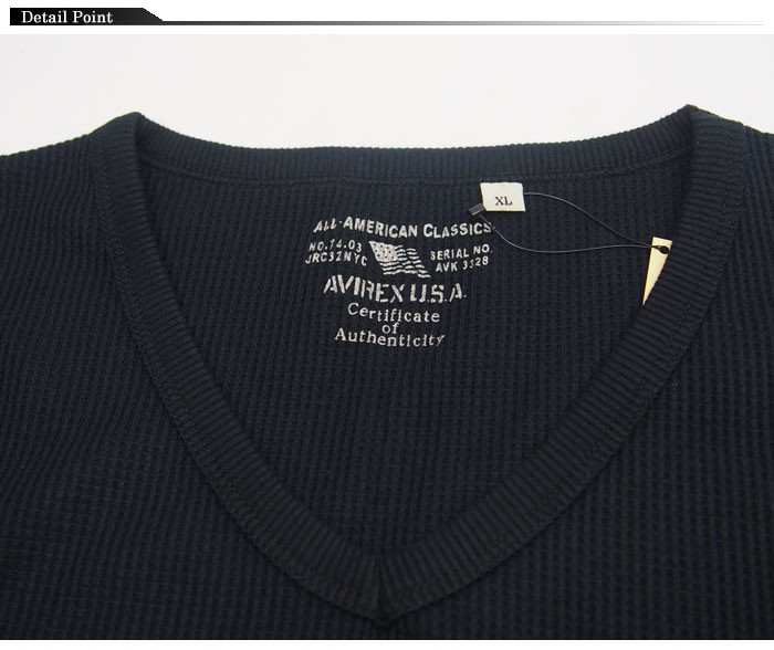 AVIREX（アヴィレックス） デイリー サーマル 無地 長袖 Vネック