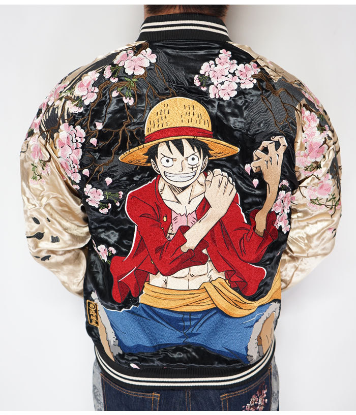 気質アップ 絡繰魂 ワンピース 麦わら モンキー D ルフィ リバーシブルスカジャン 4097 ゴムゴムの実 国産 Moenvironment Org